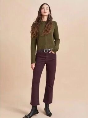 La Ligne Meredith Flare Cropped Pants In Dark Plum Size 25